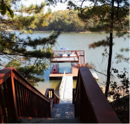 Their Lake Allatoona property has a two-story private dock.